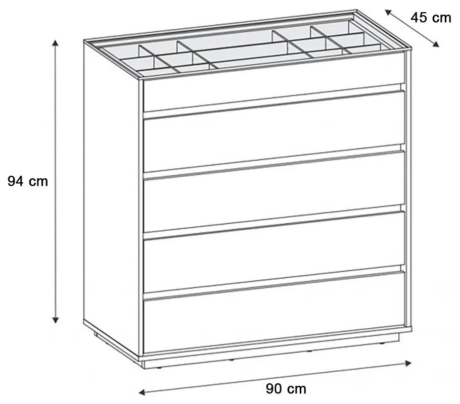 Cômoda Organizadora Ellie 5 Gavetas - D'Rossi - Cinza Pérola