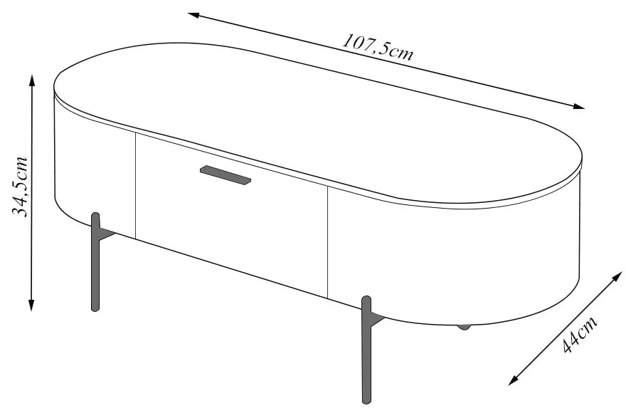 Mesa de Centro Decorativa Bento 1 Gaveta Pés Metálicos Dourados Off White G18 - Gran Belo