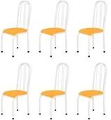Kit 6 Cadeiras Altas 0.112 Anatômica Branco/Laranja - Marcheli