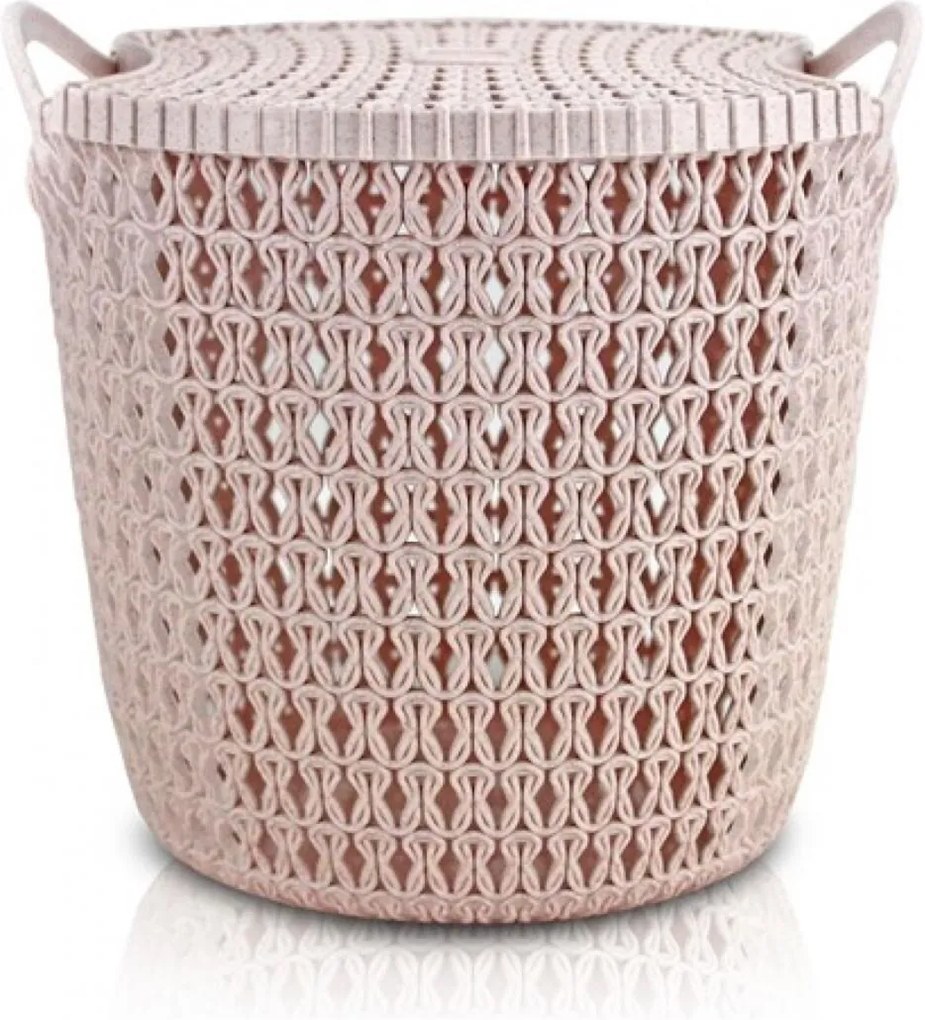 Cesto Organizador com Tampa Tam P Jacki Design Rattan Rosa