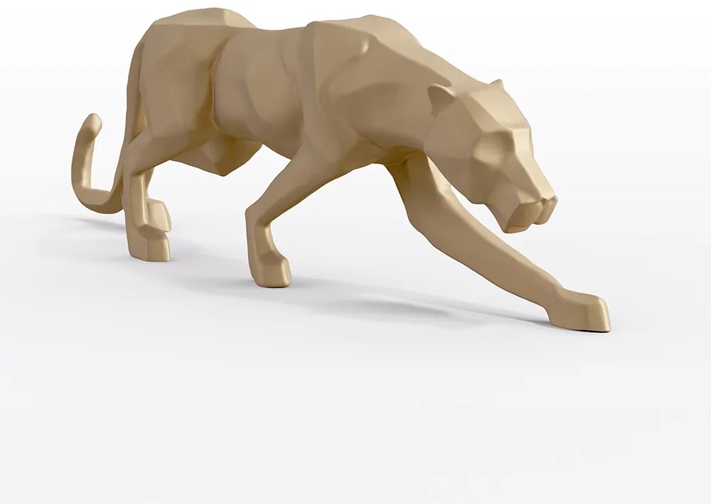 Escultura Decorativa Pantera Caminhando P Dourado Fosco G07 - Gran Belo