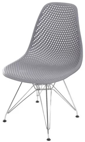 Cadeira Eames Furadinha cor Cinza com Base Cromada - 55989 Sun House