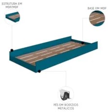 Cama Auxiliar Infantil Para Colchão 78x188cm Infix C06 Azul - Mpozenat