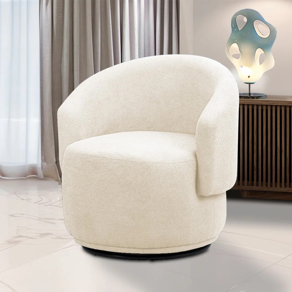 Poltrona Decorativa Orgânica Giratória Névoa Bouclê E03 - D'Rossi - Bege