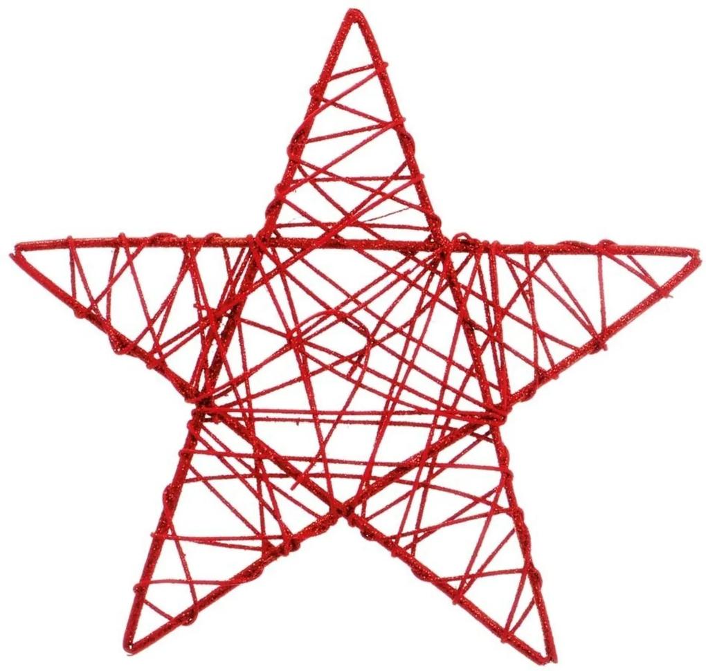 Estrela Rattan Decoração Natal 30Cm Vermelha