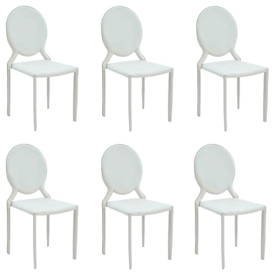 Kit 6 Cadeiras Decorativas Sala e Cozinha Karma Medalhão PVC Branca - Gran Belo