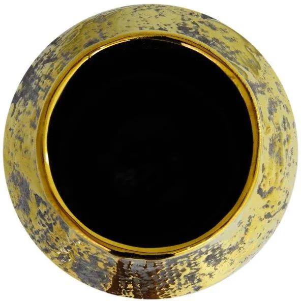 Vaso Rústico em Cerâmica com Detalhes em Dourado - 27x11x11cm