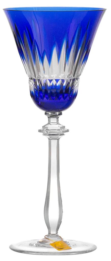 Taça de Cristal Lapidado Artesanal p/ Água - Azul - 20