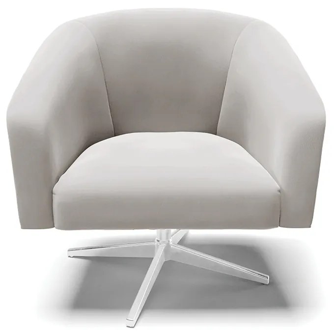 Poltrona Decorativa Giratória Cromada Stella Veludo D03 - D'Rossi - Cinza