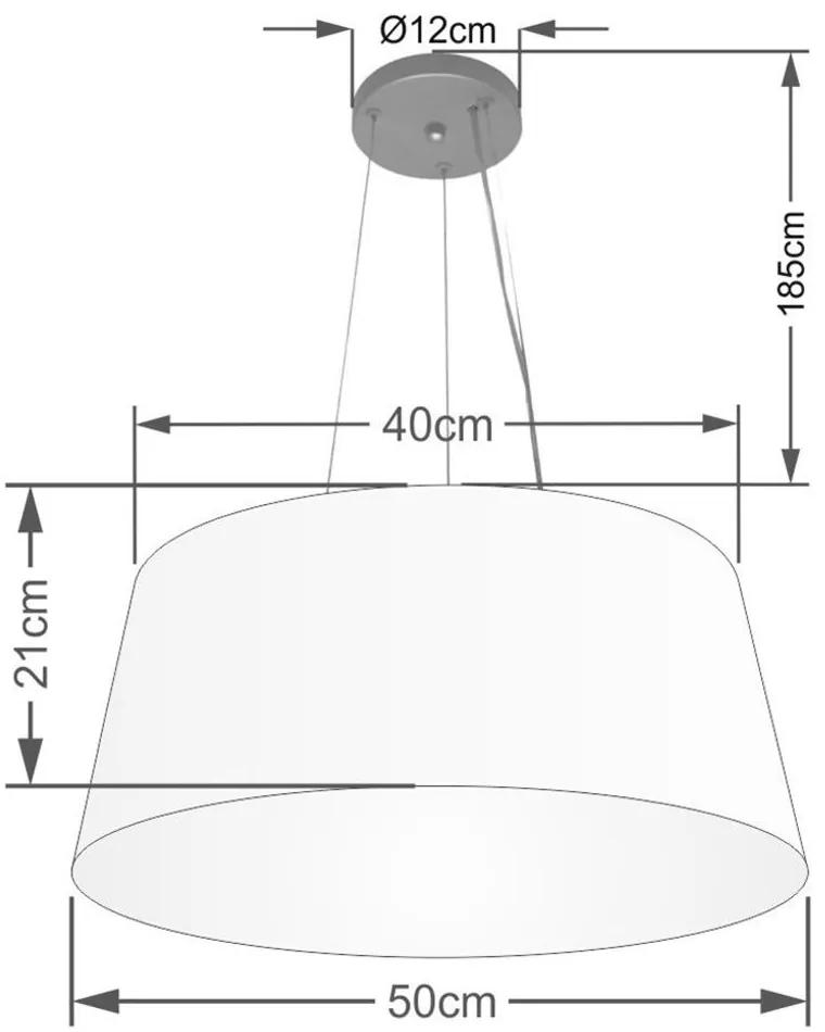Lustre Pendente Cone Md-4048 Cúpula em Tecido 21/50x40cm Rustico Cinza - Bivolt