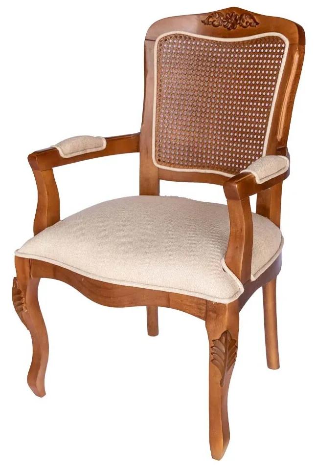Cadeira Bourbon c/ Braço - Encosto com palha - Freijó Provençal Kleiner
