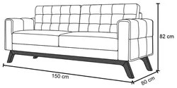 Sofá 150 cm 2 Lugares Sandero C-262 Veludo Telha - Domi