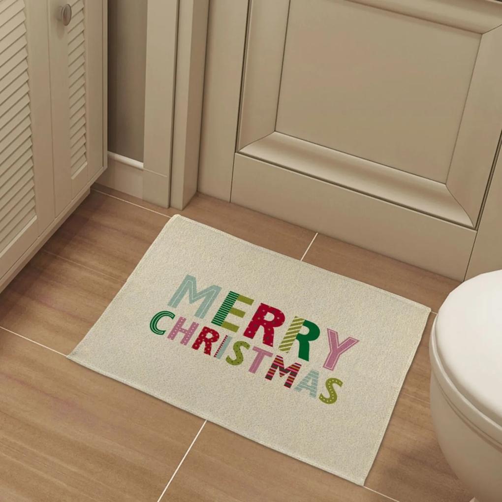 Tapete de Pano Para Banheiro Merry Christmas Colorido Único