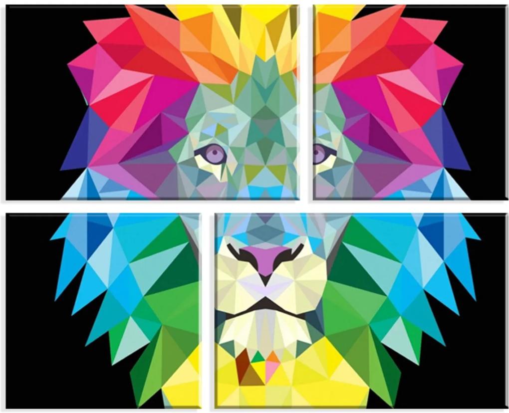 Conjunto de 4 Telas Wevans Decorativas em Canvas 83x103 Color lion Multicolorido