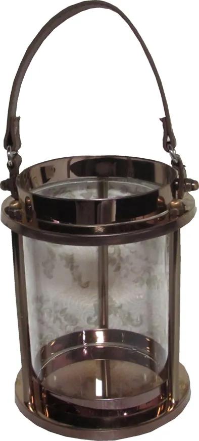 Lanterna Decorativa em Vidro e Alumínio 20 cm x 16 cm