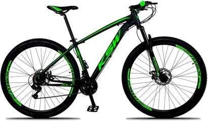 Bicicleta XLT Aro 29 Quadro 21 Alumínio 21 Marchas Suspensão Freio Disco Preto/Verde - KSW