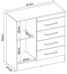 Cômoda Para Quarto 1 Porta 4 Gavetas Montevideu D02 Ebano Touch - Mpoz