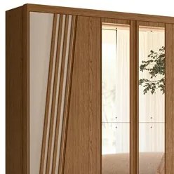 Guarda Roupa Casal 6 Portas Com Espelho 240cm Ouro Verde Jatobá/Fendi