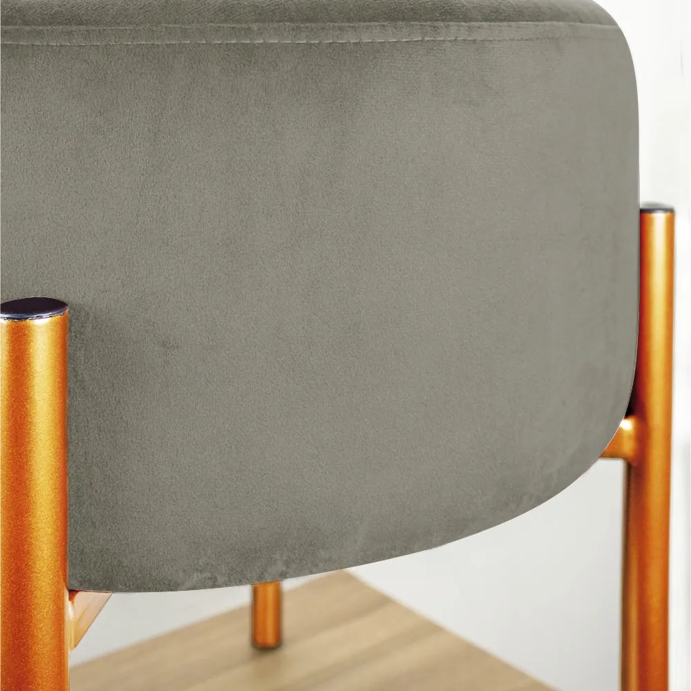 Puff Banqueta Decorativo Industrial Cobre Iron Suede D03 - D'Rossi - Marrom Rato