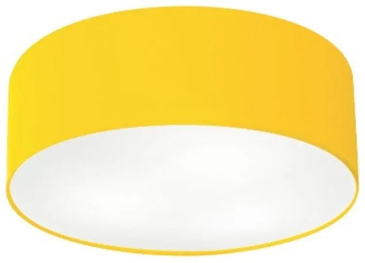 Plafon Cilíndrico Md-3014 Cúpula em Tecido 50x15cm Amarelo - Bivolt