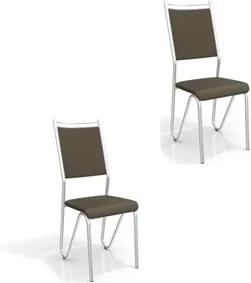 Kit 02 Cadeiras para Cozinha Londres 2C056CR Cromado/Marrom - Kappesberg