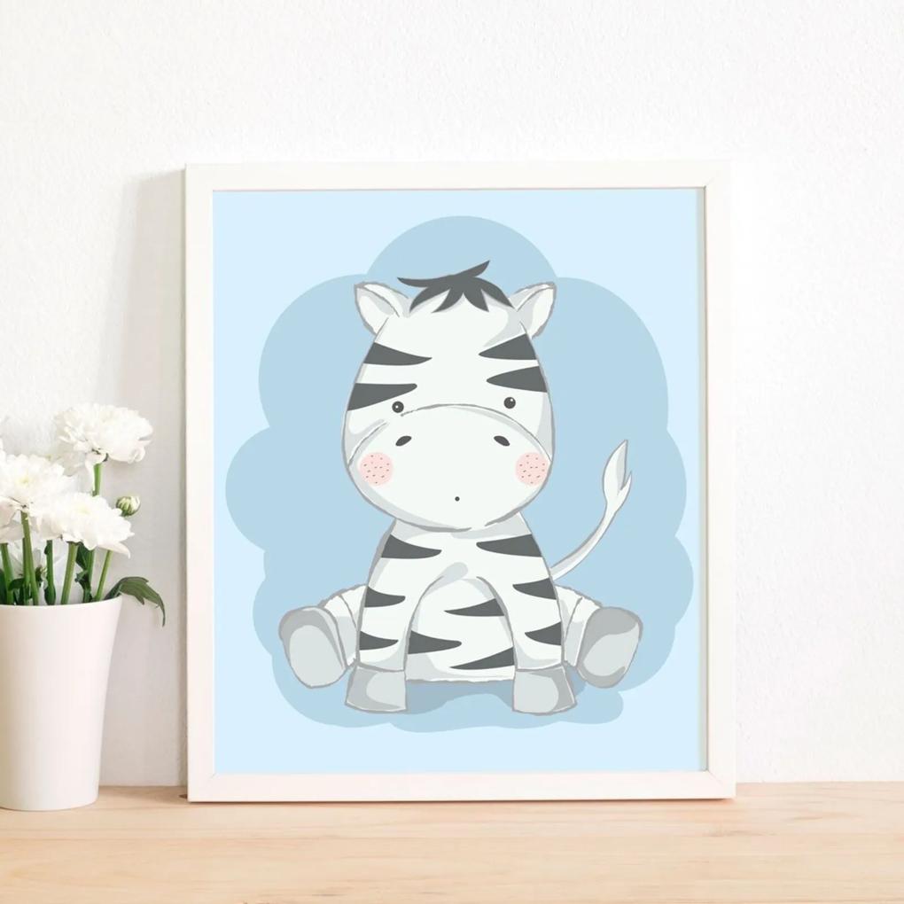 Quadro Decorativo Infantil Zebra Baby Branco - 30x40cm