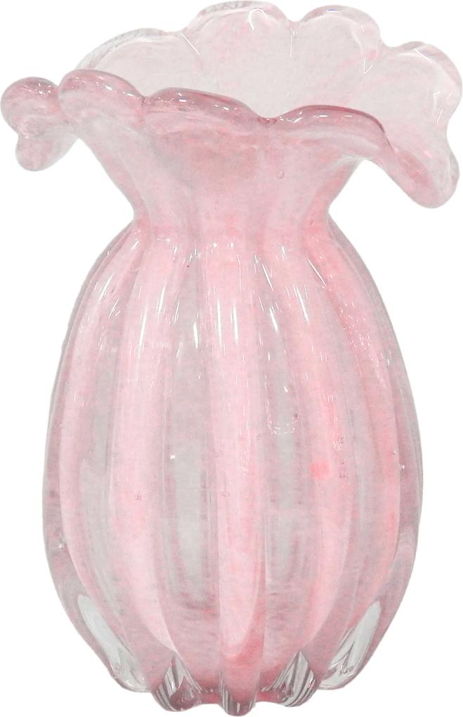 Vaso Decorativo em Vidro Rosa - 21cm