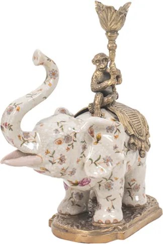 Castiçal Decorativo de Porcelana Elefante Petite Rose