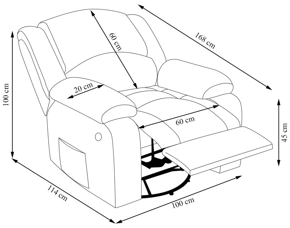 Poltrona do Papai Reclinável Sala de Cinema Madrid Glider Manual Giratória USB Linho Chumbo  G23 - Gran Belo