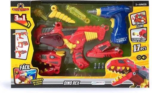 X Changers Junior Modelo Dino Rex 3 em 1 Emite Luz e Som Indicado para +3 Anos Vermelho Multikids - BR891 BR891