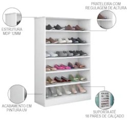 Kit 3 Armários Sapateira Multiuso Bell Z39 Branco - Mpozenato