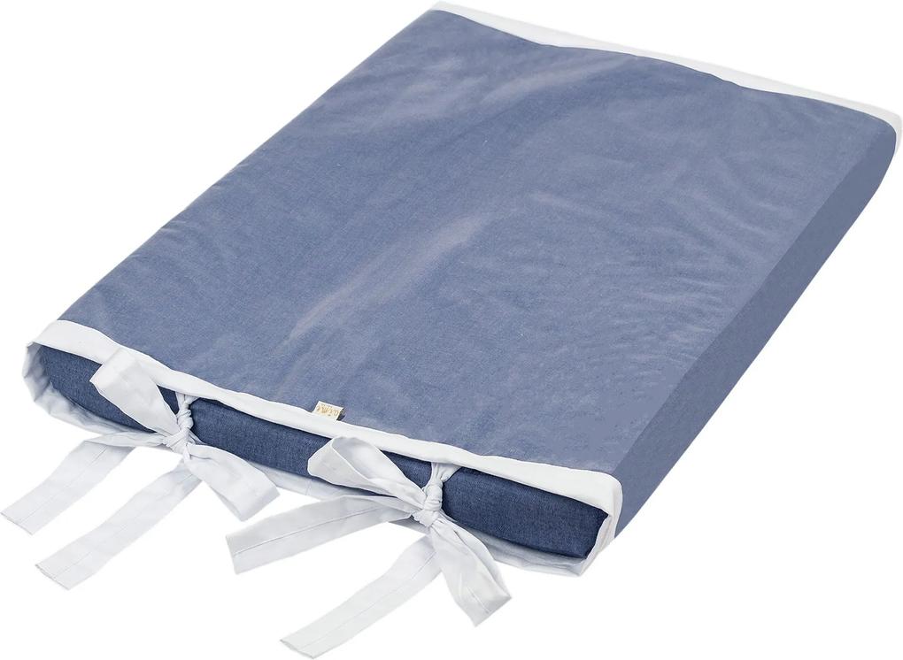 Trocador de Fraldas Anatômico para Bebê Plastificado Chambray Azul Jeans e Branco Coleção Cavalinho