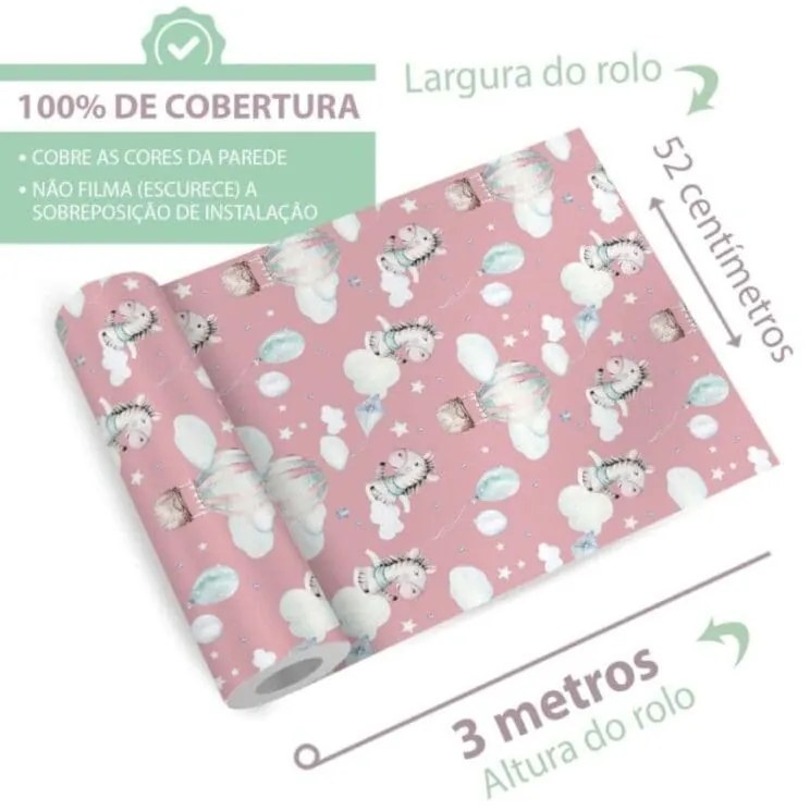 Papel Adesivo Infantil Rosa Dcorando Quarto Menina