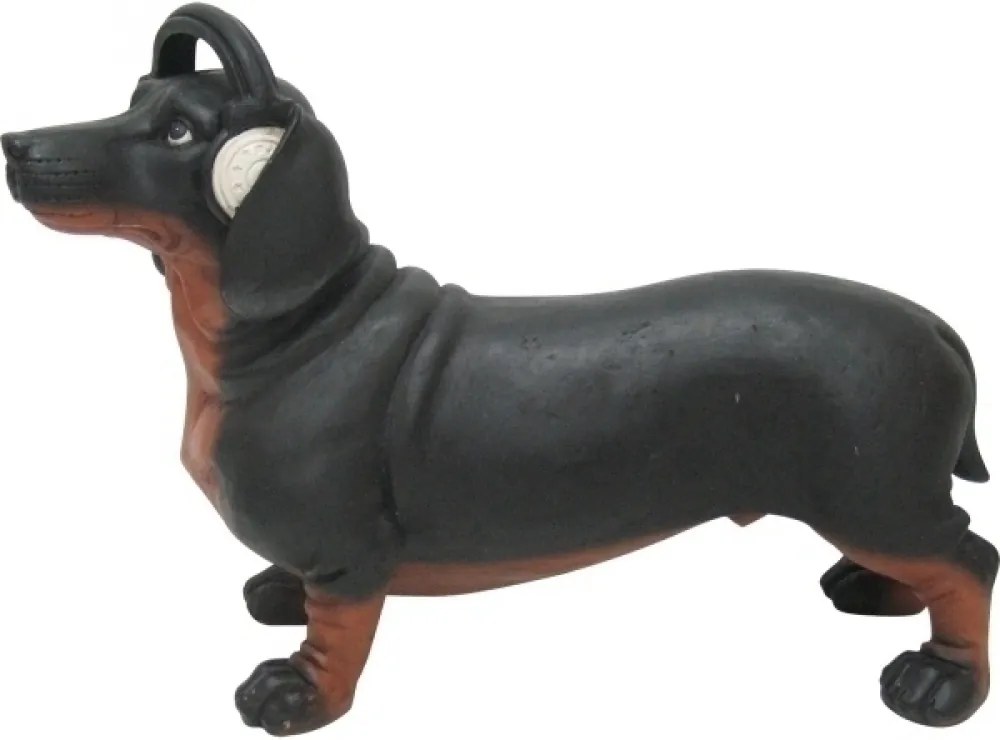 escultura cachorro BALDO BASSET HOUND resina preta 22,5cm Ilunato QC0533