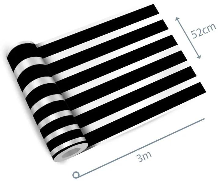 Papel de parede adesivo listrado preto e branco