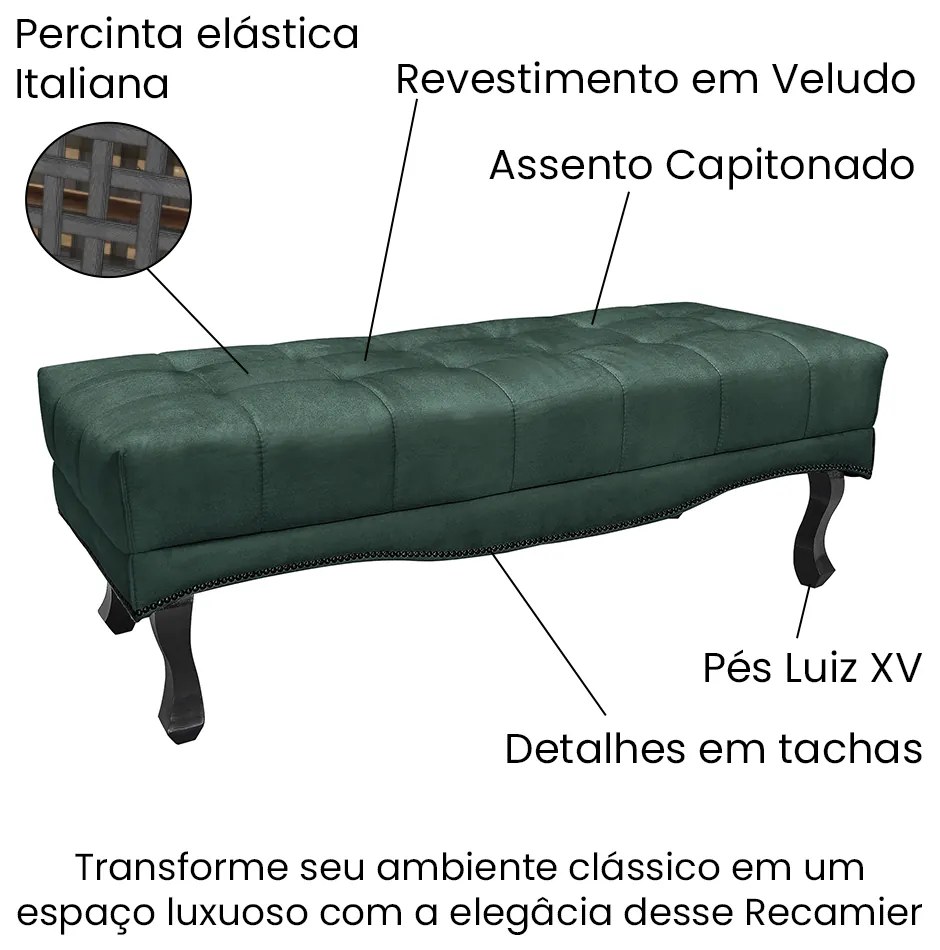 Cabeceira Cama Box Casal 140cm e Recamier Vicenza Veludo Verde S04 - D'Rossi