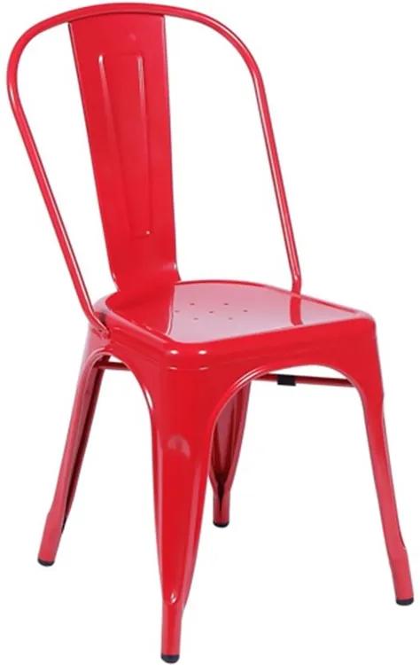 Cadeira Cairo em Aço sem Braços com Pintura Epóxi Vermelha