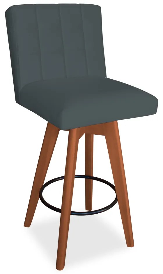 Banqueta Alta Sueli Com Base Giratória Suede Cinza Grafite