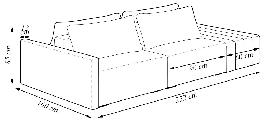 Sofá Ilha Modulado Milos 252cm Puff Lateral Veludo Azul Marinho G33 - Gran Belo