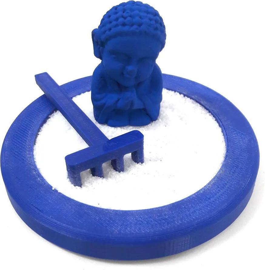 Mini Jardim Zen com Monge da Gratidão - Azul Turquesa