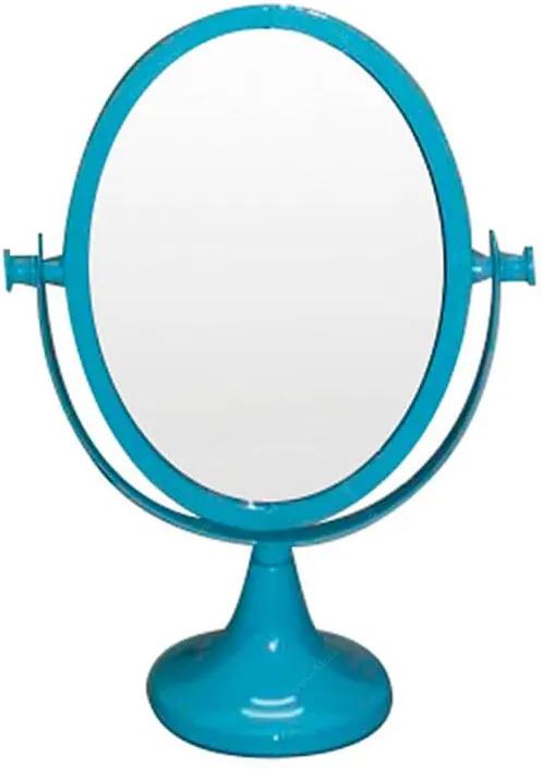Espelho de Mesa Romantic Oval 2 Lados Azul em Metal - Urban - 25x12 cm