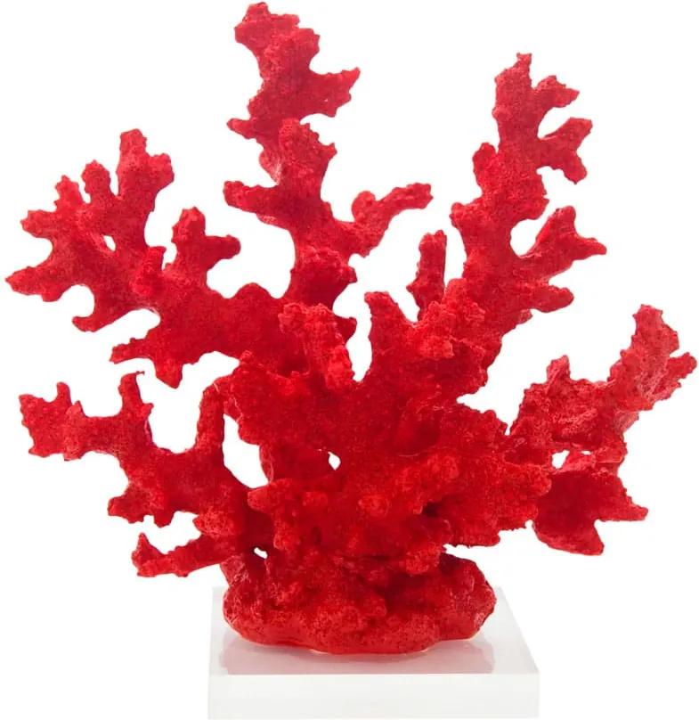 Escultura de Coral em Resina Vermelha e Base em Acrílico - 22x23x10cm