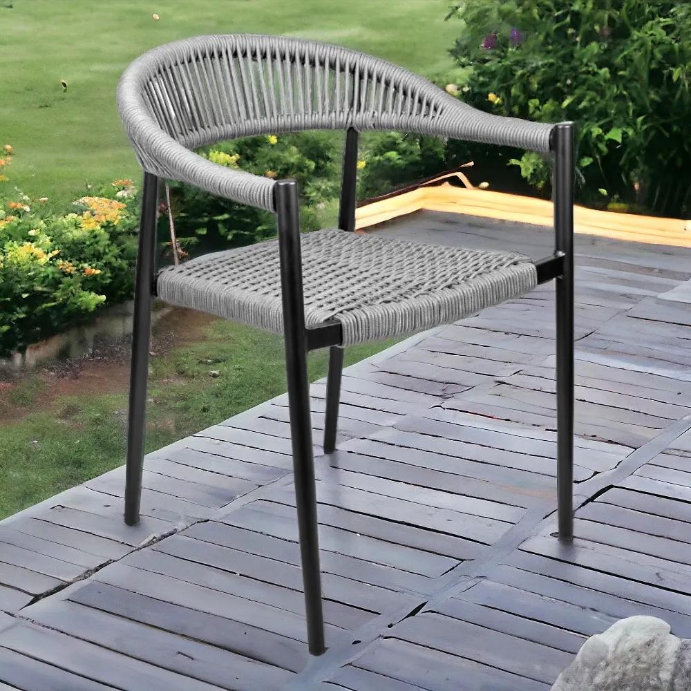 Kit 4 Cadeiras Área Externa de Alumínio Carmy com Corda Naútica Preto/Grafite G56 - Gran Belo