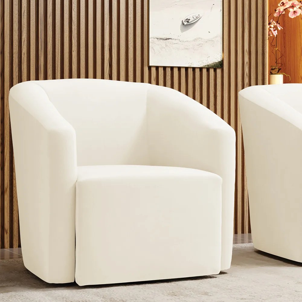Poltrona Decorativa Base Giratória Stella Max Veludo Bege D03 - D'Rossi
