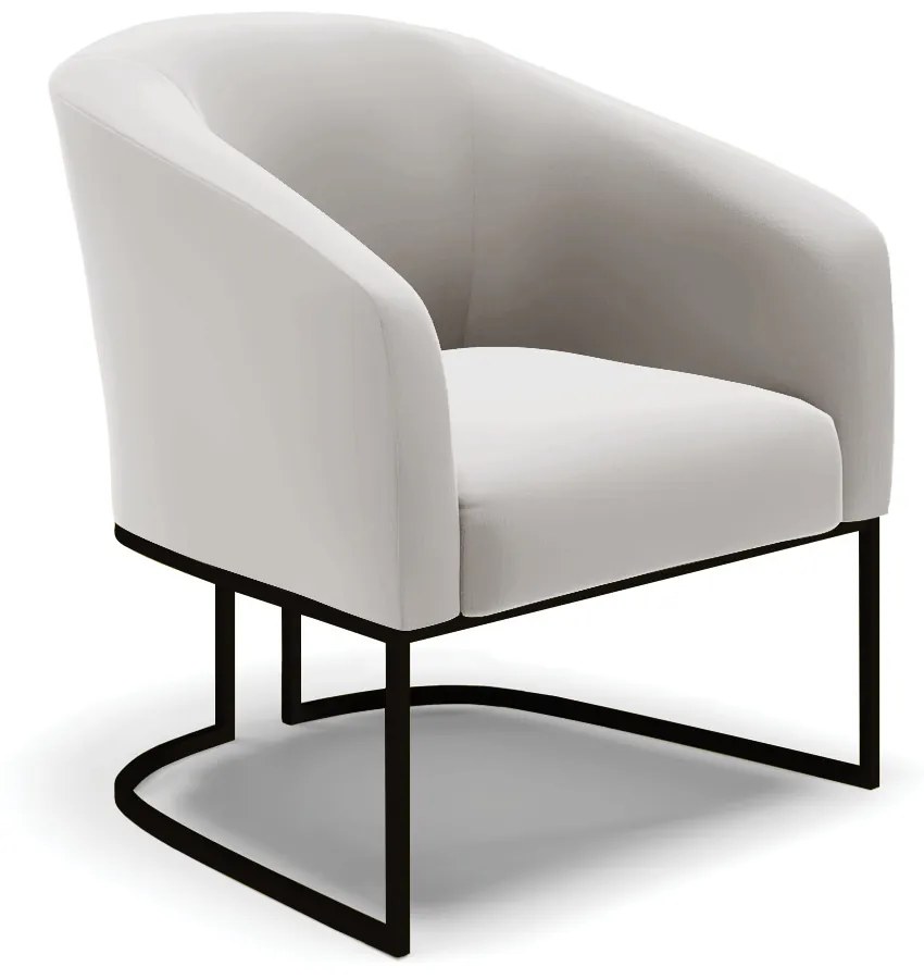 Namoradeira e 2 Poltronas Industrial Preto Stella Veludo Cinza D03 - D'Rossi