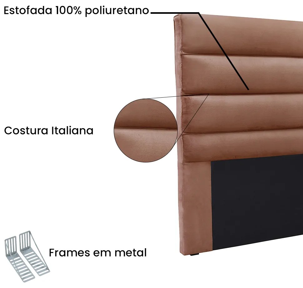 Cabeceira Cama Box King 195 cm Arles Veludo Cobre S04 - D'Rossi