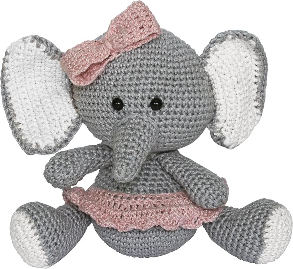 Elefante Lala de Lacinho Rosa Amigurumi Crochê Quarto Bebê Infantil Menina Potinho de Mel