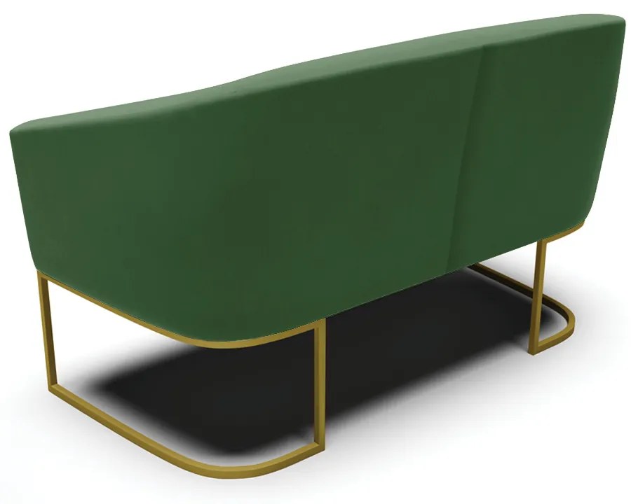 Sofá 2 Lugares Namoradeira Industrial Dourado Stella Suede Verde D03 - D'Rossi