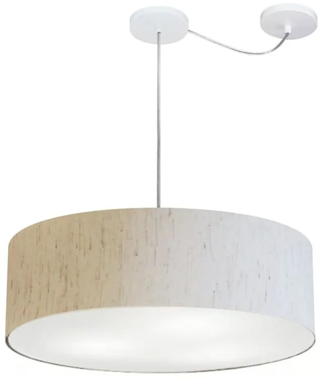 Lustre Pendente Cilíndrico Com Desvio de Centro Vivare Md-4259 Cúpula em Tecido 50x15cm - Bivolt