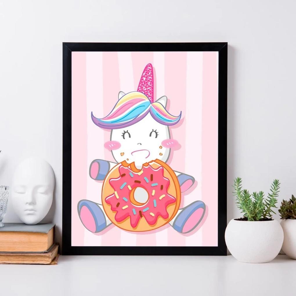 Quadro Decorativo Infantil Cute Unicorn Preto - 20x30cm